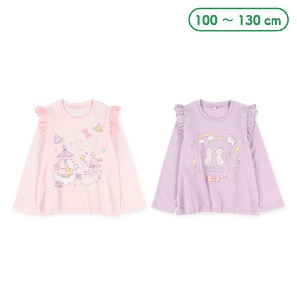 ミニ裏毛メルヘン肩フリル長袖Ｔシャツ