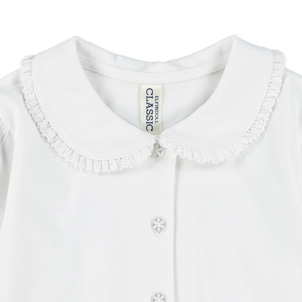 天竺襟レース長袖ブラウス