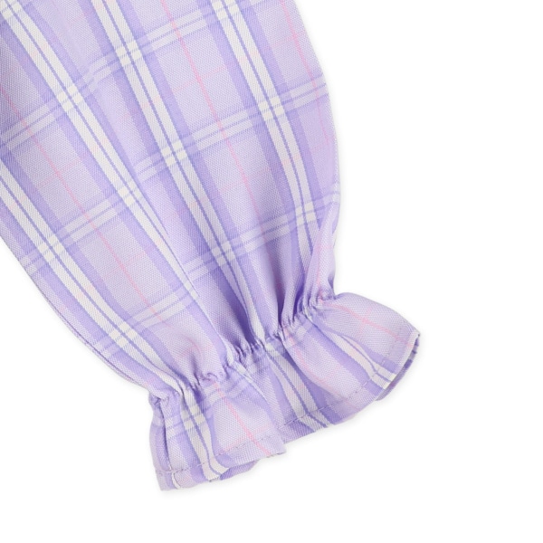 肩開きチェックレイヤード風長袖ブラウス