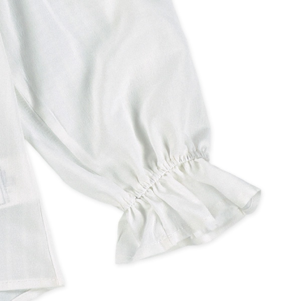 布帛ノーカラー長袖ブラウス