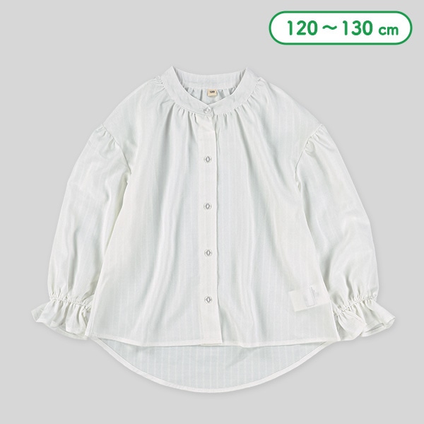 布帛ノーカラー長袖ブラウス