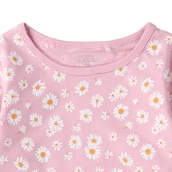 マーガレット花総柄長袖Tシャツ