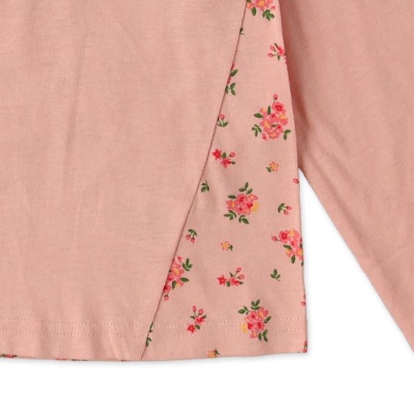 後ろ切り替え小花柄長袖Tシャツ