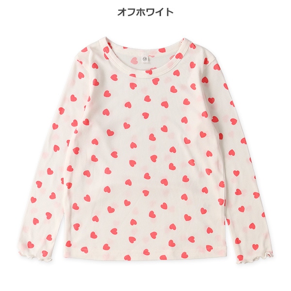 テレコメロウストレッチハート総柄長袖Tシャツ