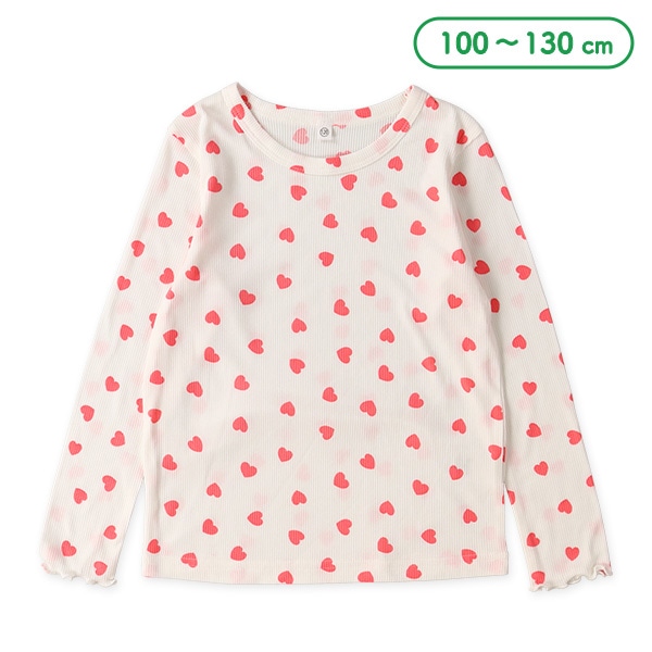 テレコメロウストレッチハート総柄長袖Tシャツ