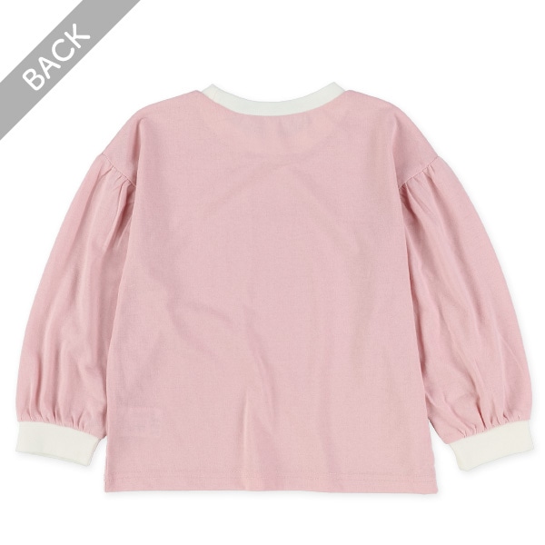 袖ギャザーリブ配色ロゴ長袖Tシャツ