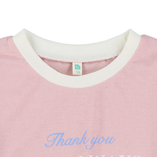 袖ギャザーリブ配色ロゴ長袖Tシャツ