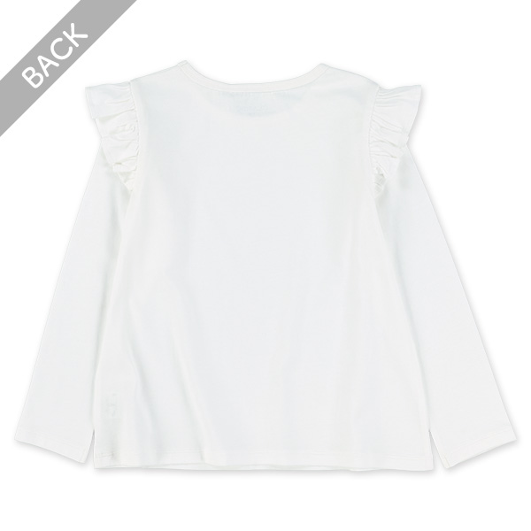 肩フリル白黒Tシャツ