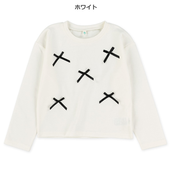 リボン付き長袖Tシャツ