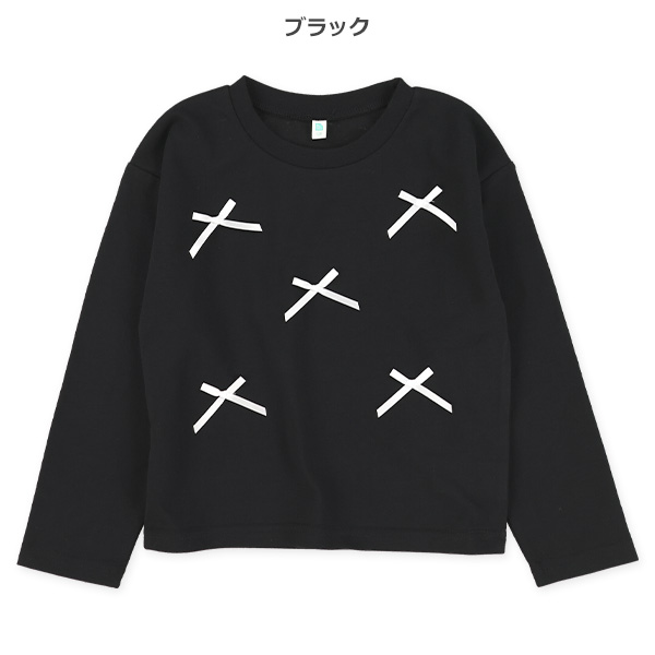 リボン付き長袖Tシャツ