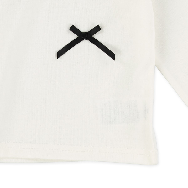 リボン付き長袖Tシャツ