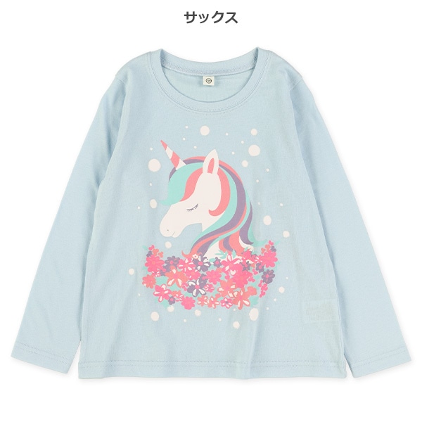 花ユニコーン長袖Tシャツ