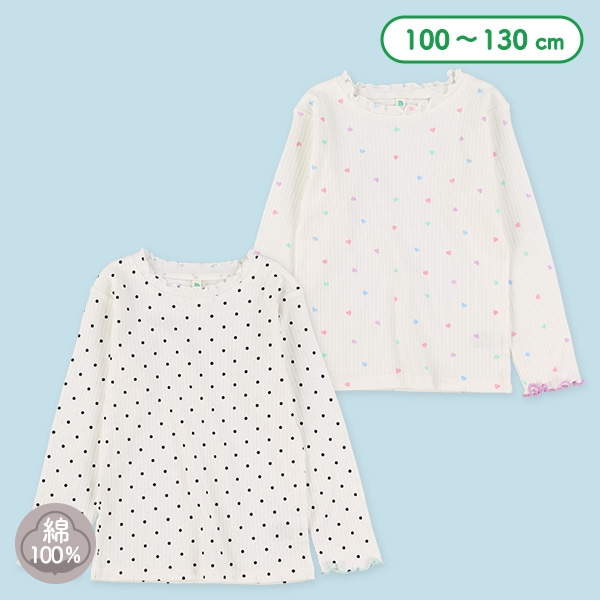 ハート・ドットテレコ長袖Tシャツ