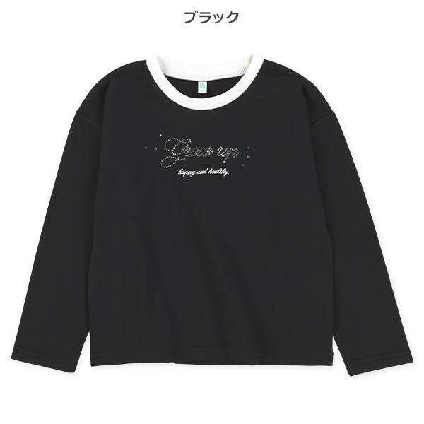 ラインストーンロゴ長袖Tシャツ