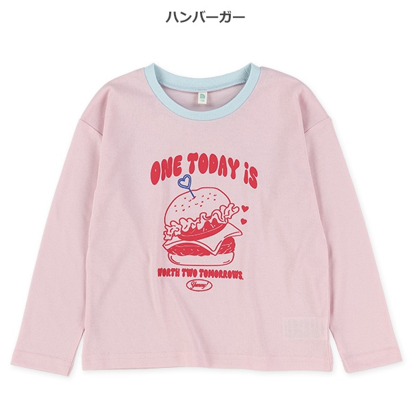 ロゴ・ハンバーガー・くま長袖Tシャツ