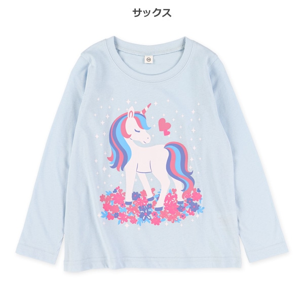 花ユニコーン長袖Tシャツ