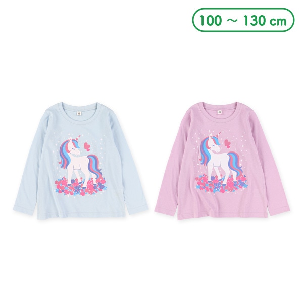 花ユニコーン長袖Tシャツ