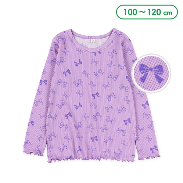 テレコメロウリボン柄長袖Tシャツ