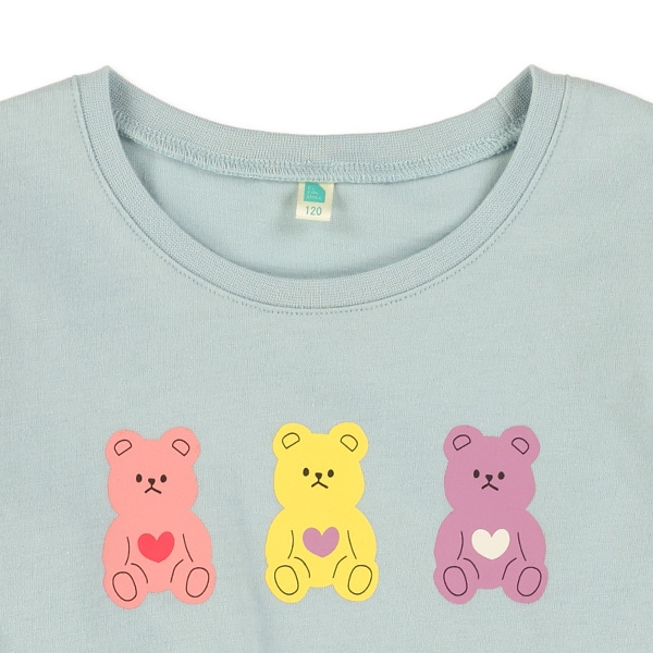 肩フリルねこ・くま長袖Tシャツ