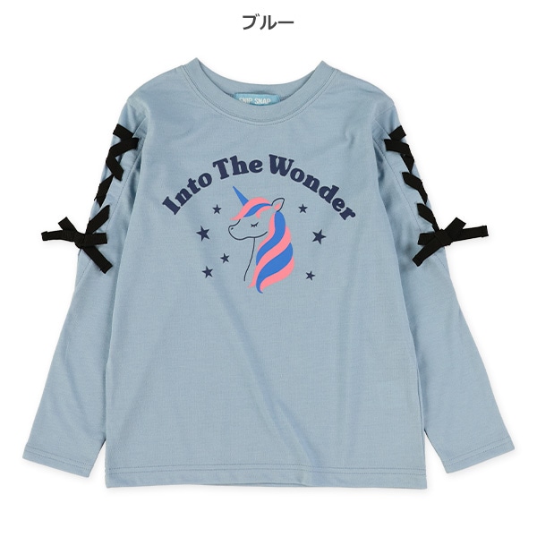 袖リボンユニコーン長袖Tシャツ