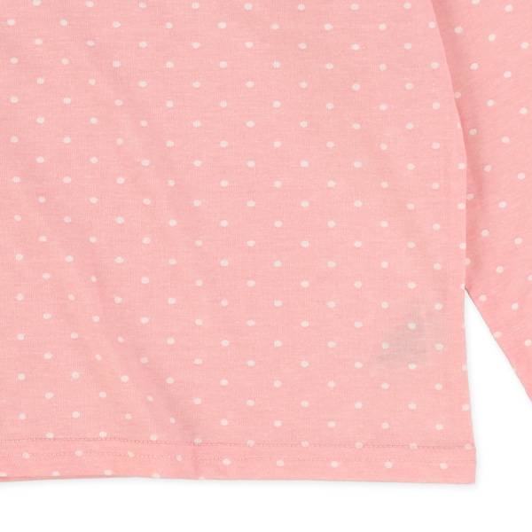 肩フリル総柄長袖Tシャツ