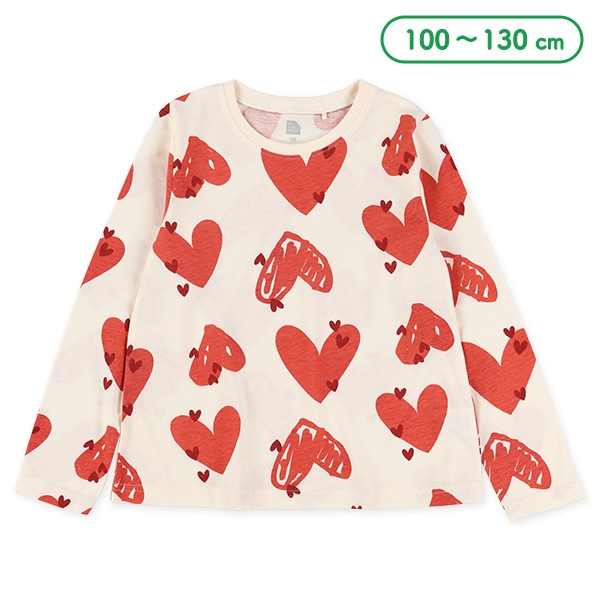 ハート総柄長袖Tシャツ