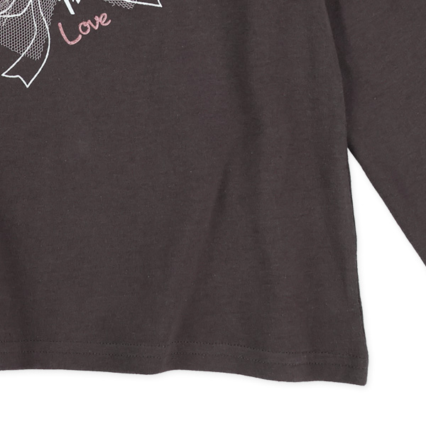 花チュールリボン長袖Tシャツ