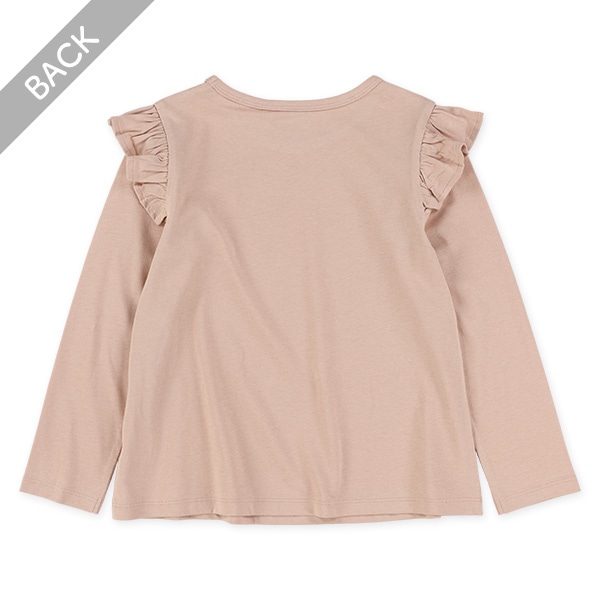 肩フリル長袖Tシャツ