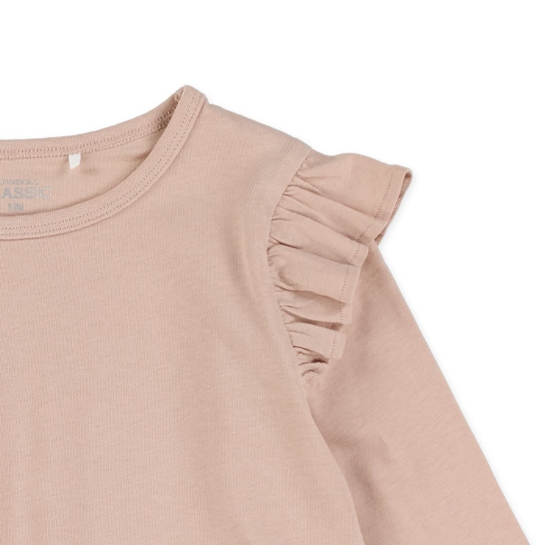肩フリル長袖Tシャツ