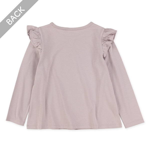 肩フリル長袖Tシャツ