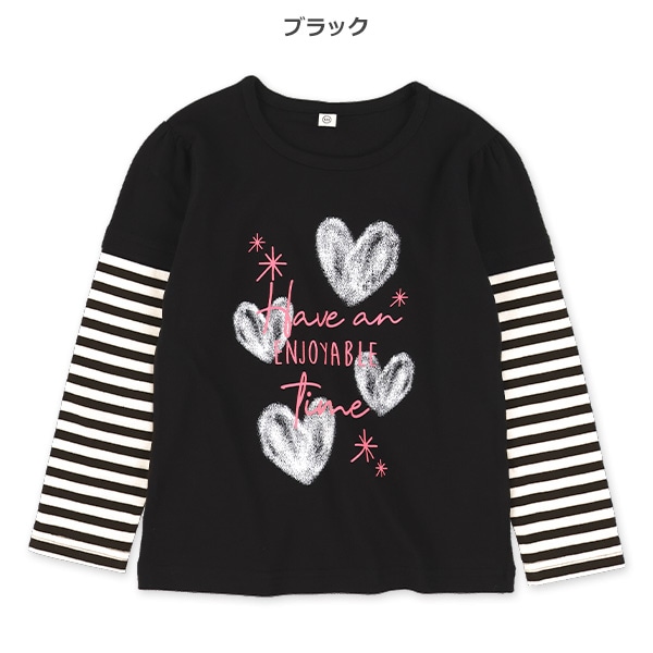 レイヤード風ハートロゴ長袖Ｔシャツ