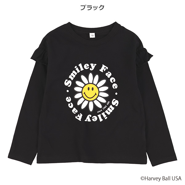 スマイルフェイス総柄長袖Tシャツ