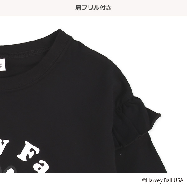 スマイルフェイス総柄長袖Tシャツ