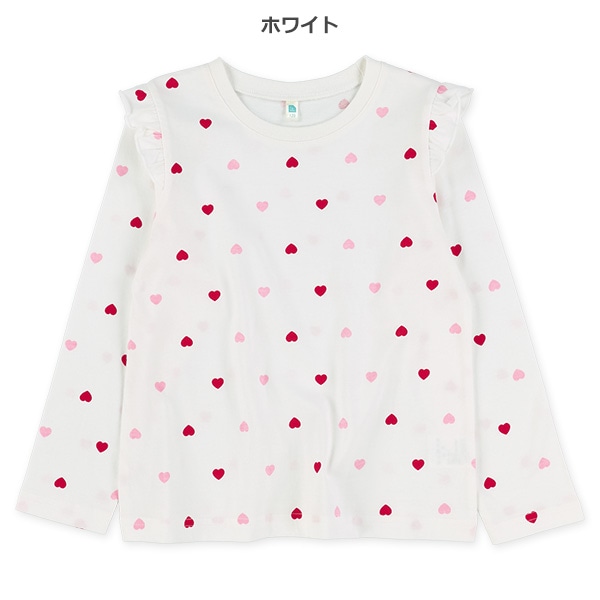 肩フリルハート長袖Tシャツ