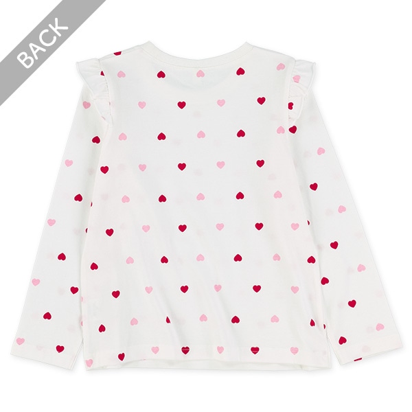 肩フリルハート長袖Tシャツ