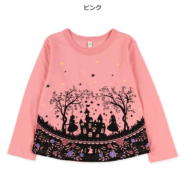 お城女の子長袖Tシャツ