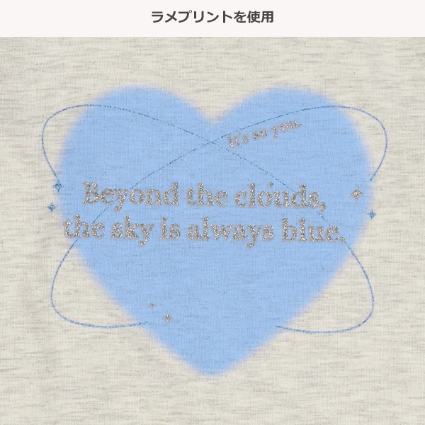 箔・ラメロゴプリント長袖Tシャツ