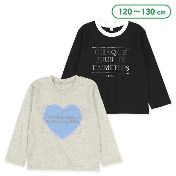 箔・ラメロゴプリント長袖Tシャツ