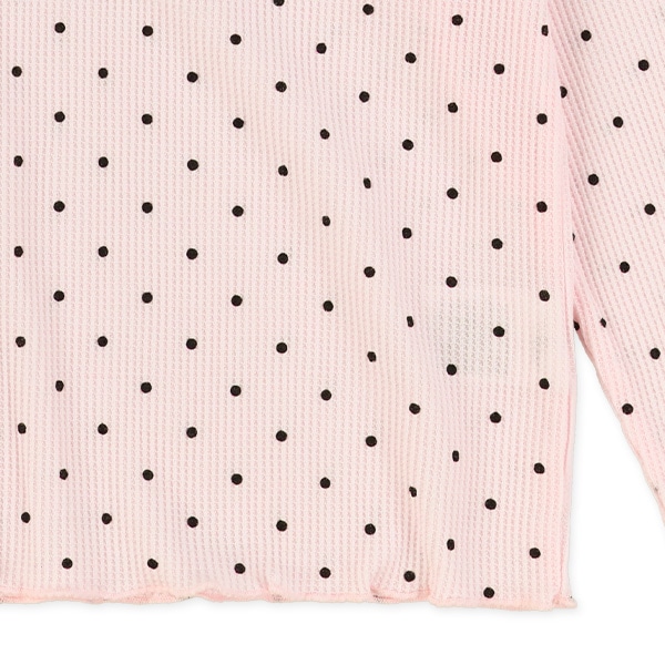 ワッフル肩フリル長袖Tシャツ