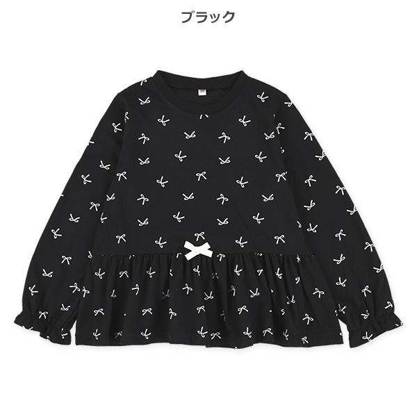 総柄切り替え長袖Tシャツ