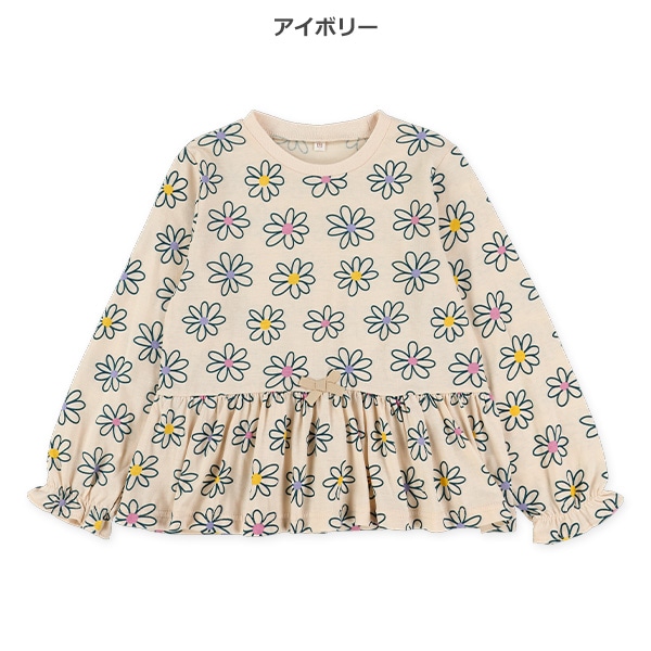 総柄切り替え長袖Tシャツ