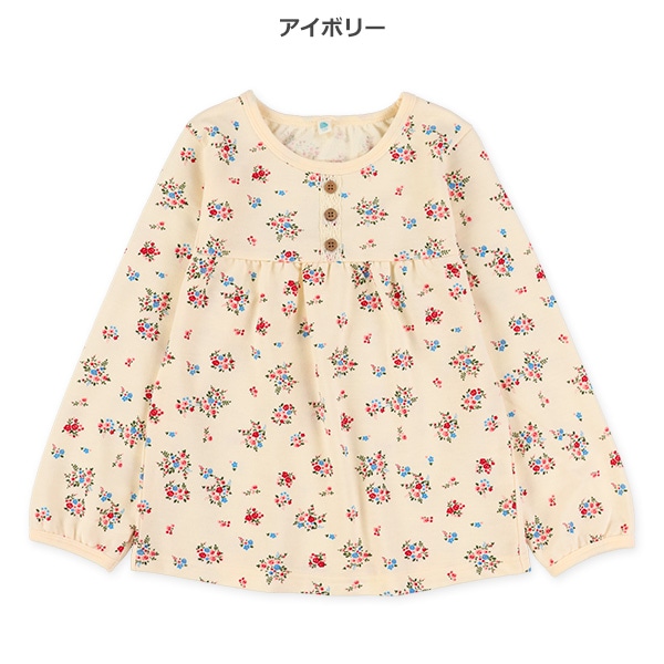 ミニ裏毛小花総柄長袖Tシャツ