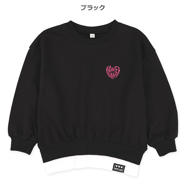 ミニ裏毛刺繍レイヤード風長袖Tシャツ