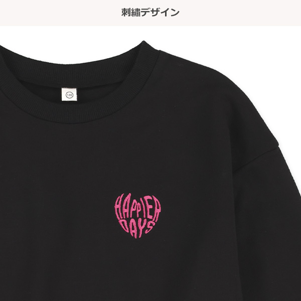 ミニ裏毛刺繍レイヤード風長袖Tシャツ