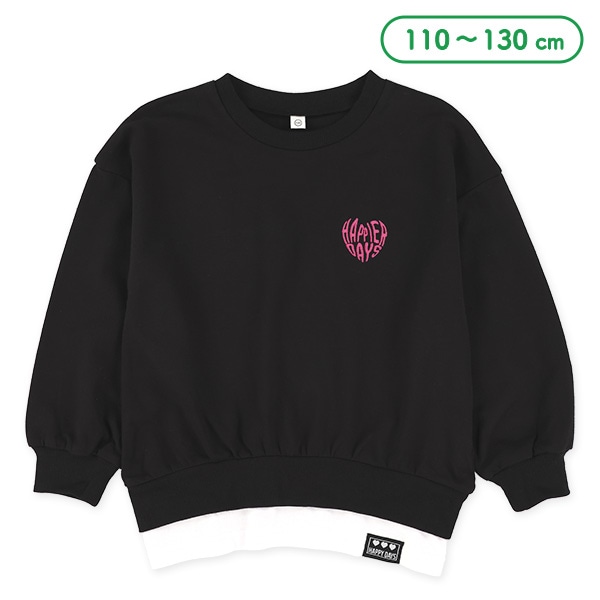 ミニ裏毛刺繍レイヤード風長袖Tシャツ