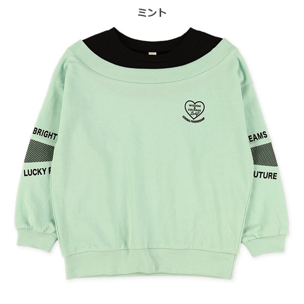 ミニ裏毛肘メッシュ切り替え長袖Tシャツ