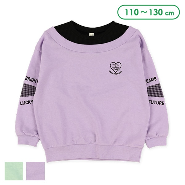 ミニ裏毛肘メッシュ切り替え長袖Tシャツ