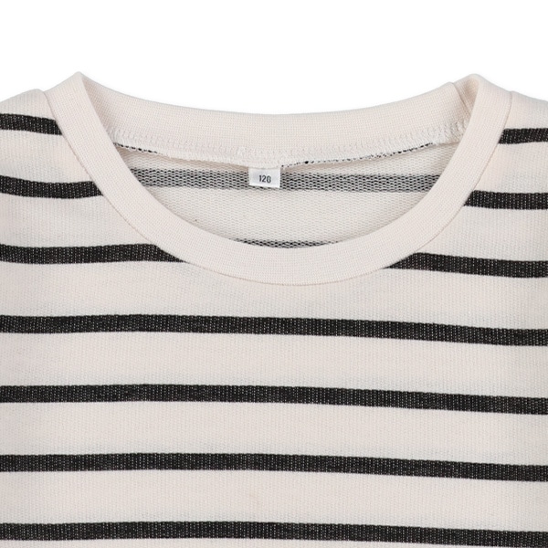 ミニ裏毛ボーダー袖フリル長袖Tシャツ