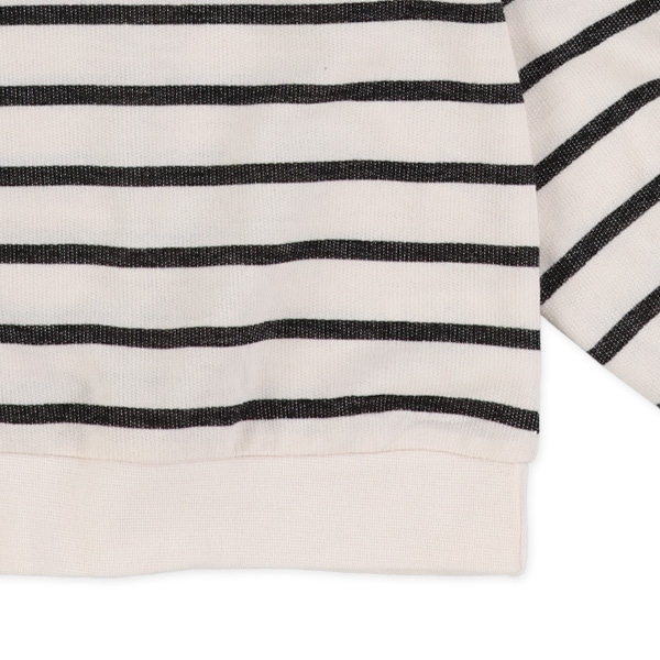 ミニ裏毛ボーダー袖フリル長袖Tシャツ