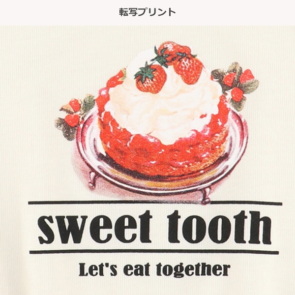 ミニ裏毛袖テープ＆リボンスウィーツ柄長袖Tシャツ